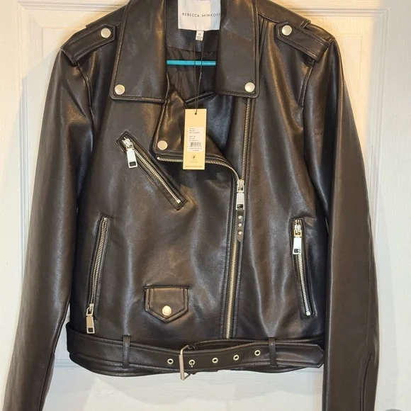 Rebecca Minkoff Jet Moto faux leather jacket NWT - Picture 1 of 10